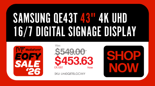 Shop Now EOFY Sale '26 Samsung QE43T 43" Digital Signage Display - Was $549, Now $453.63 Ex GST