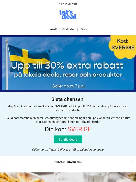 ❗ Sista chansen - Använd kod SVERIGE och få upp till 30% extra rabatt