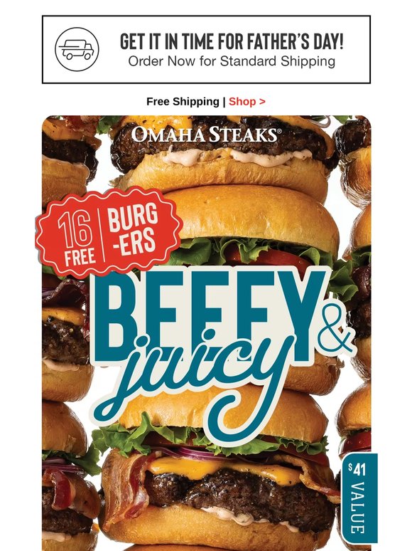 Fire up the grill for 16 FREE burgers! Terms apply.