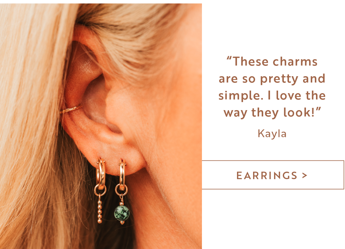 Earring stacks made easy with hoop charms. Shop Earrings >