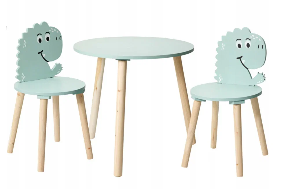 Image of Kindertafel met 2 Stoelen - Dinosaurus Print