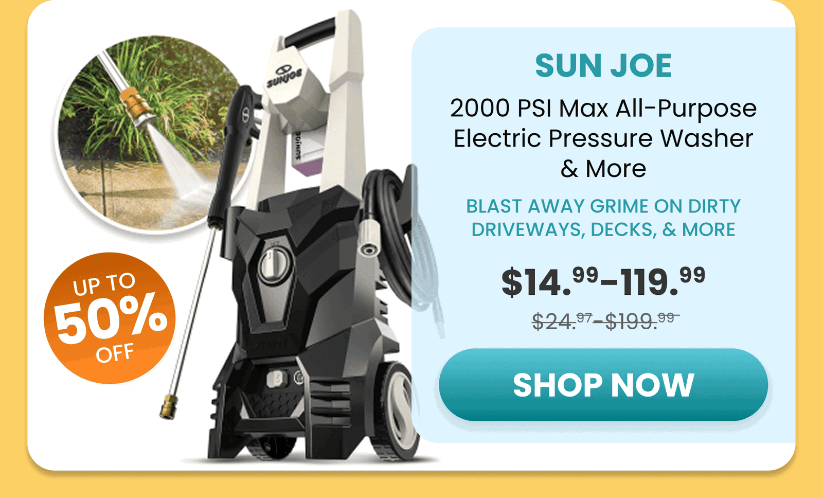 2000 PSI Max All-Purpose Electric Pressure Washer & More/Blast away grime on  dirty driveways, decks, & more