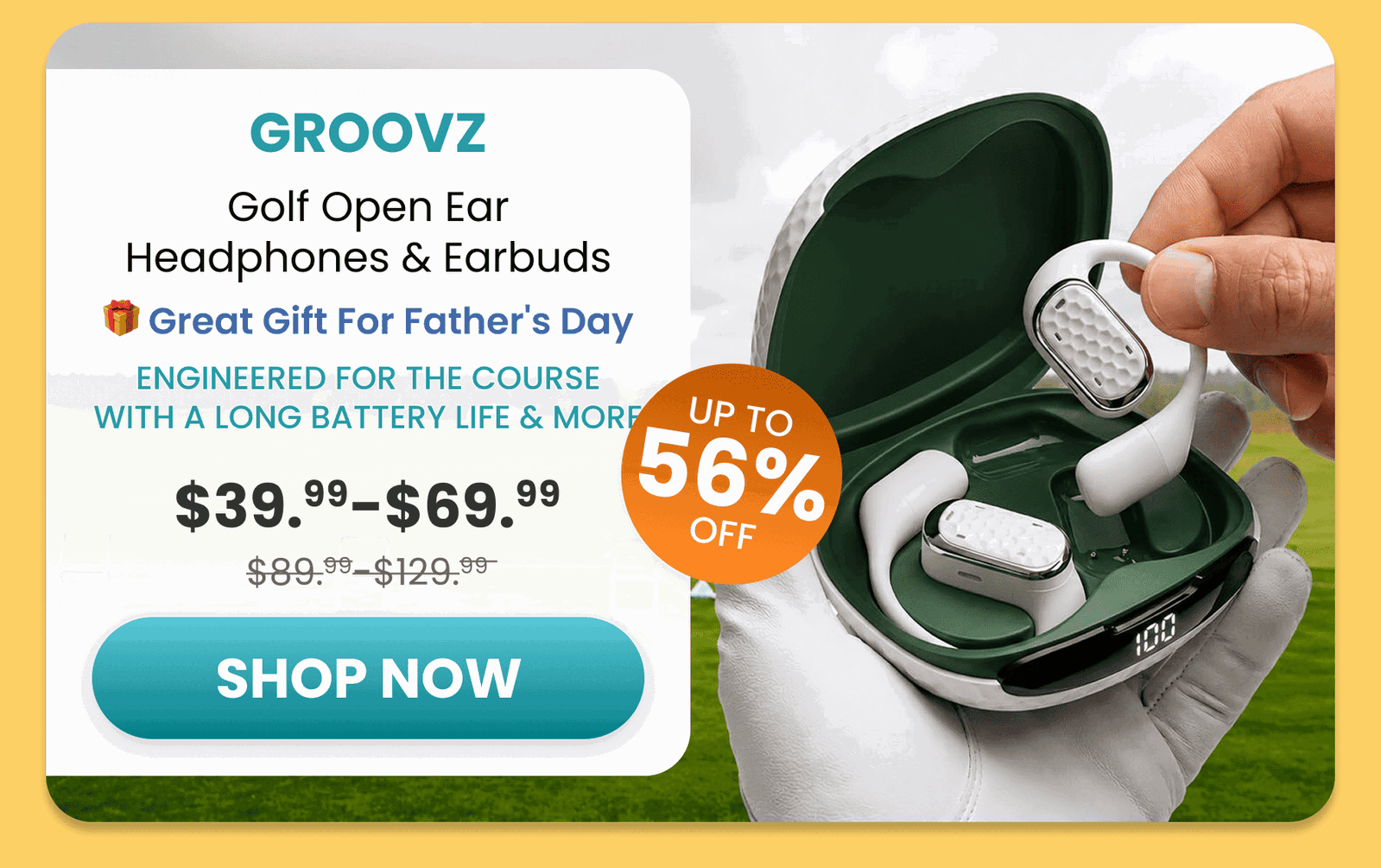 Golf Open Ear Headphones & Earbuds/Engineered for the course with a long battery life & more