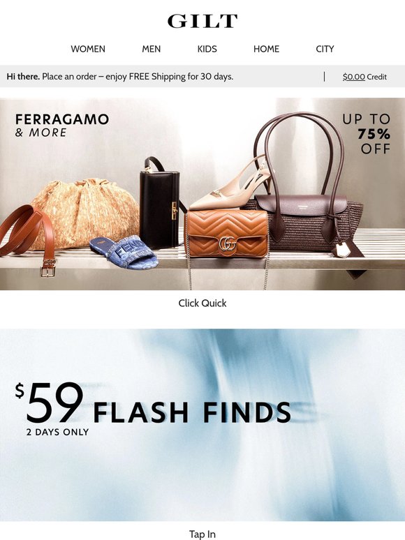 Ferragamo & More Up to 75% Off | $59 Flash Finds: Limited Time
