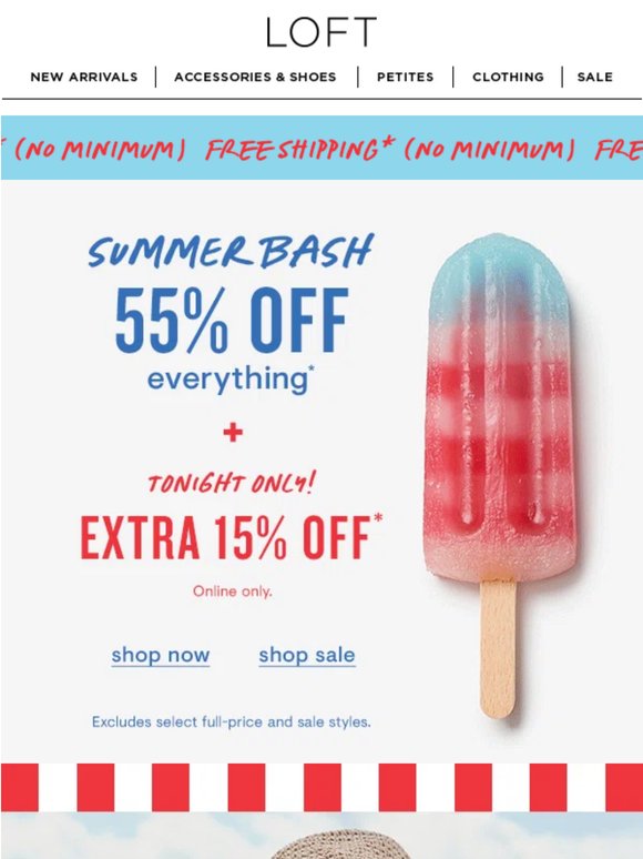 TONIGHT ONLY: 55% off + extra 15% off + free shipping