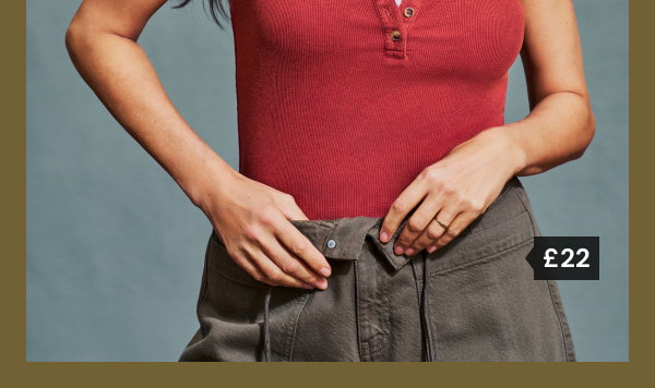 Khaki barrel leg denim trousers £22.