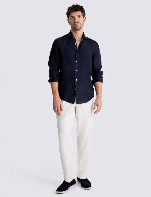 Navy Linen Shirt