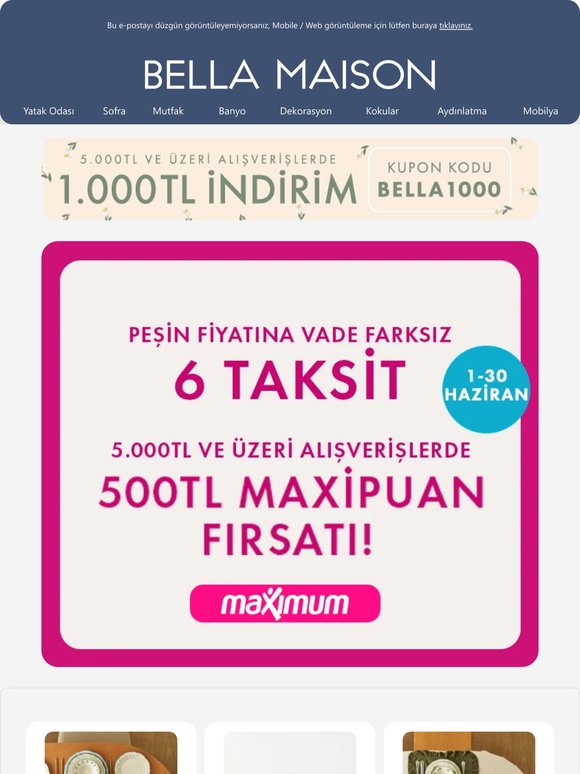 🔔500 TL MAXİPUAN🔔 Peşin Fiyatına Vade Farksız 6 Taksit!
