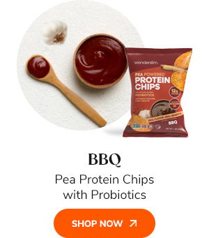 BBQ Pea Protein Chips with Probiotics Shop Now >>