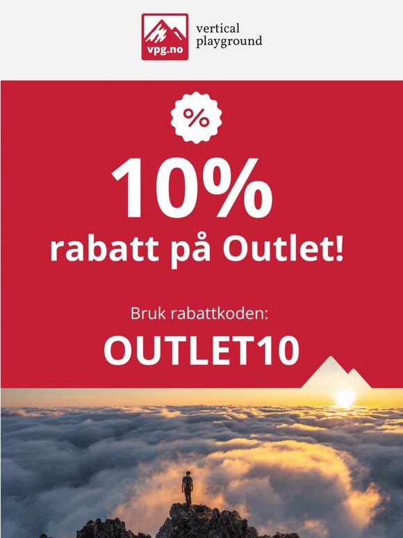 10% ekstra rabatt på alt i Outlet! 🔥 😍