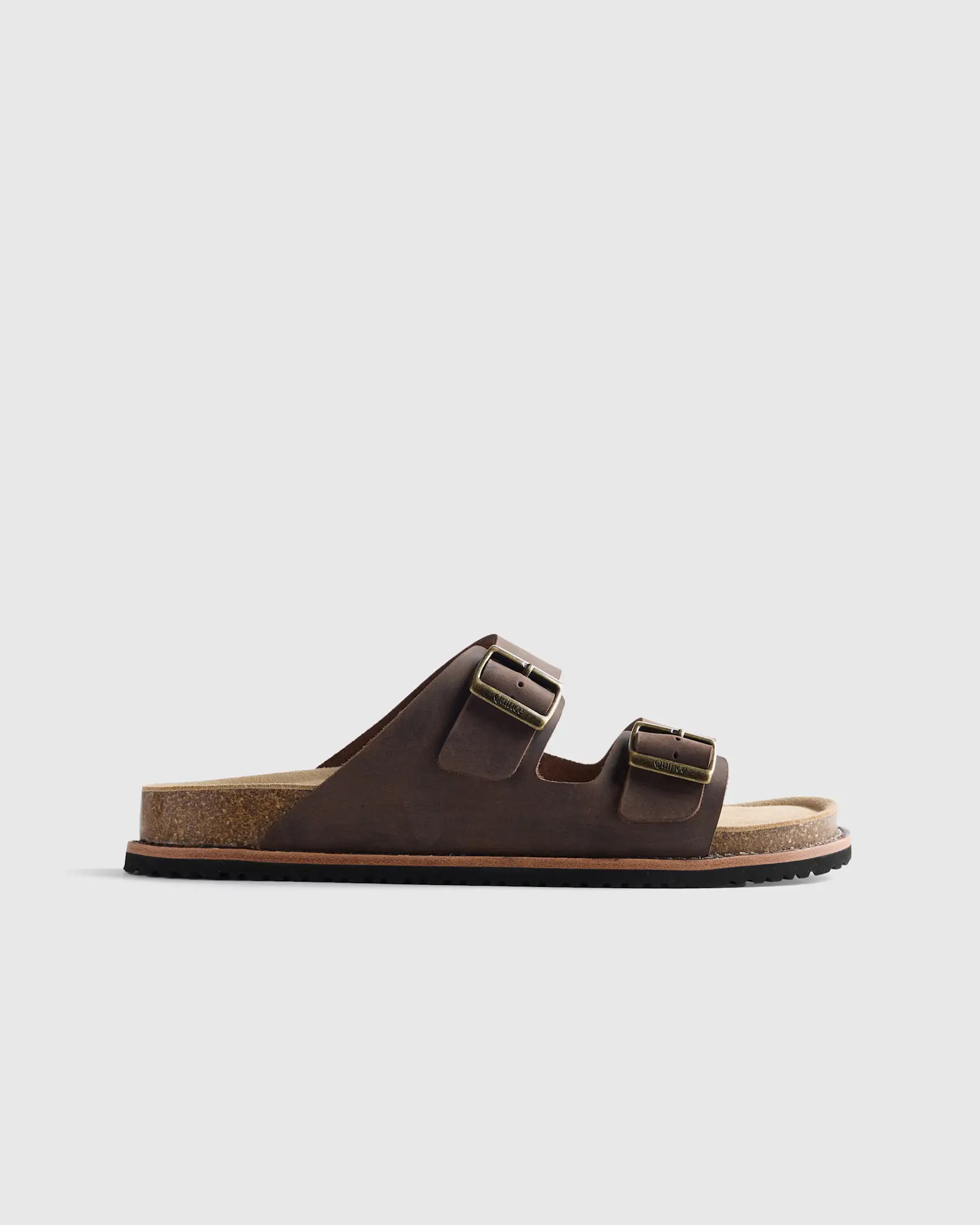 Nubuck Leather Double Buckle Slide