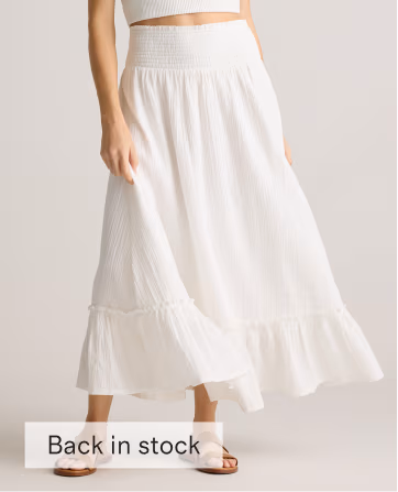 100% Organic Cotton Gauze Smocked Maxi Skirt