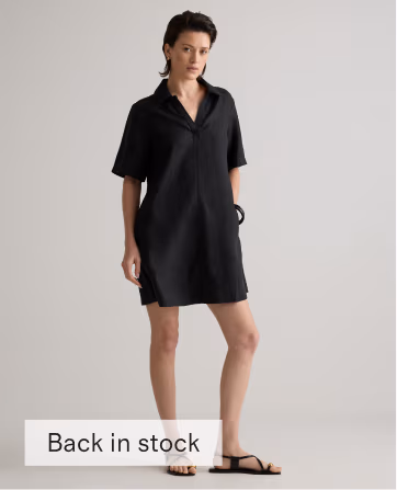 100% European Linen Popover Mini Dress