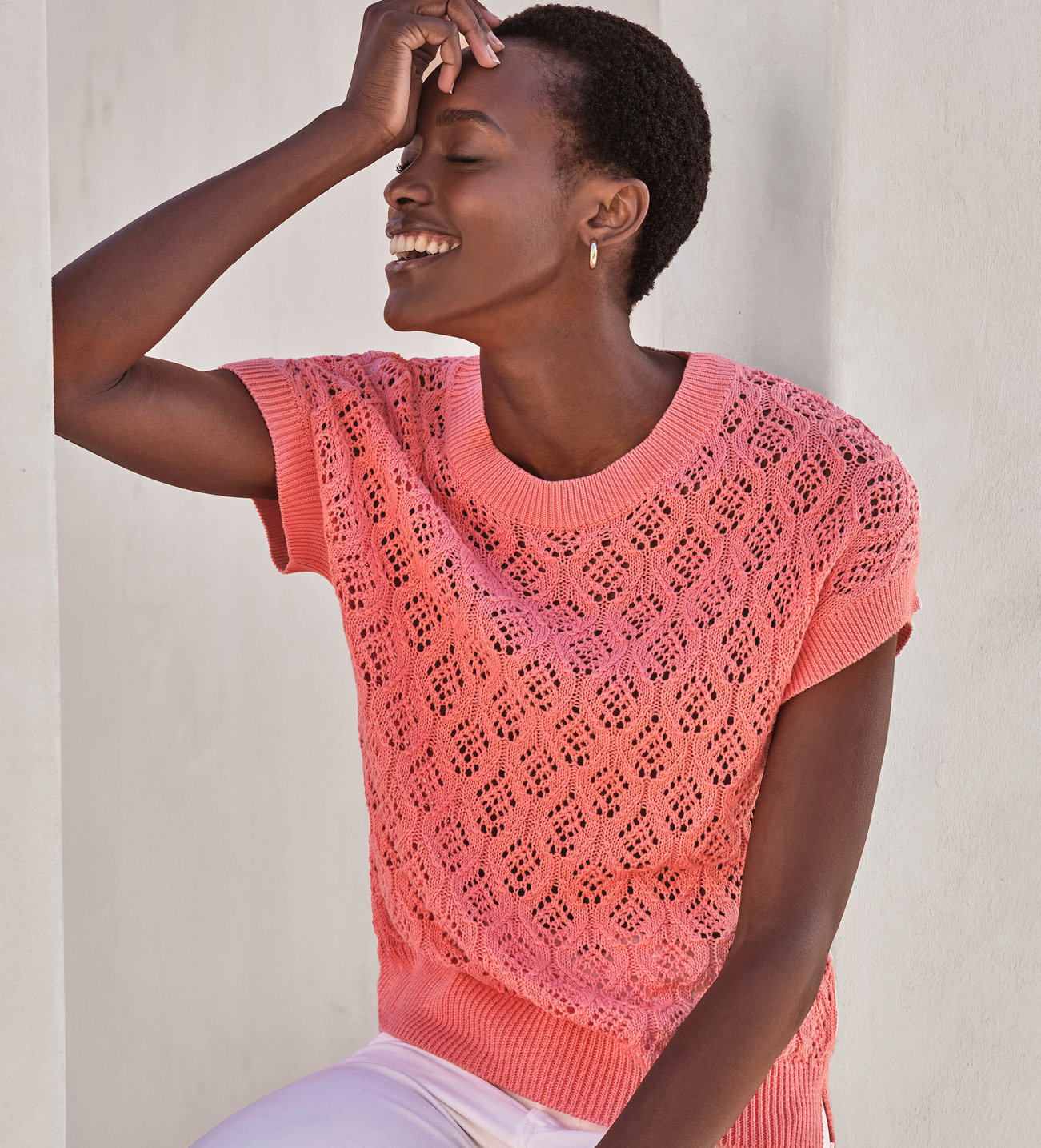 Cotton Lace Knit Top