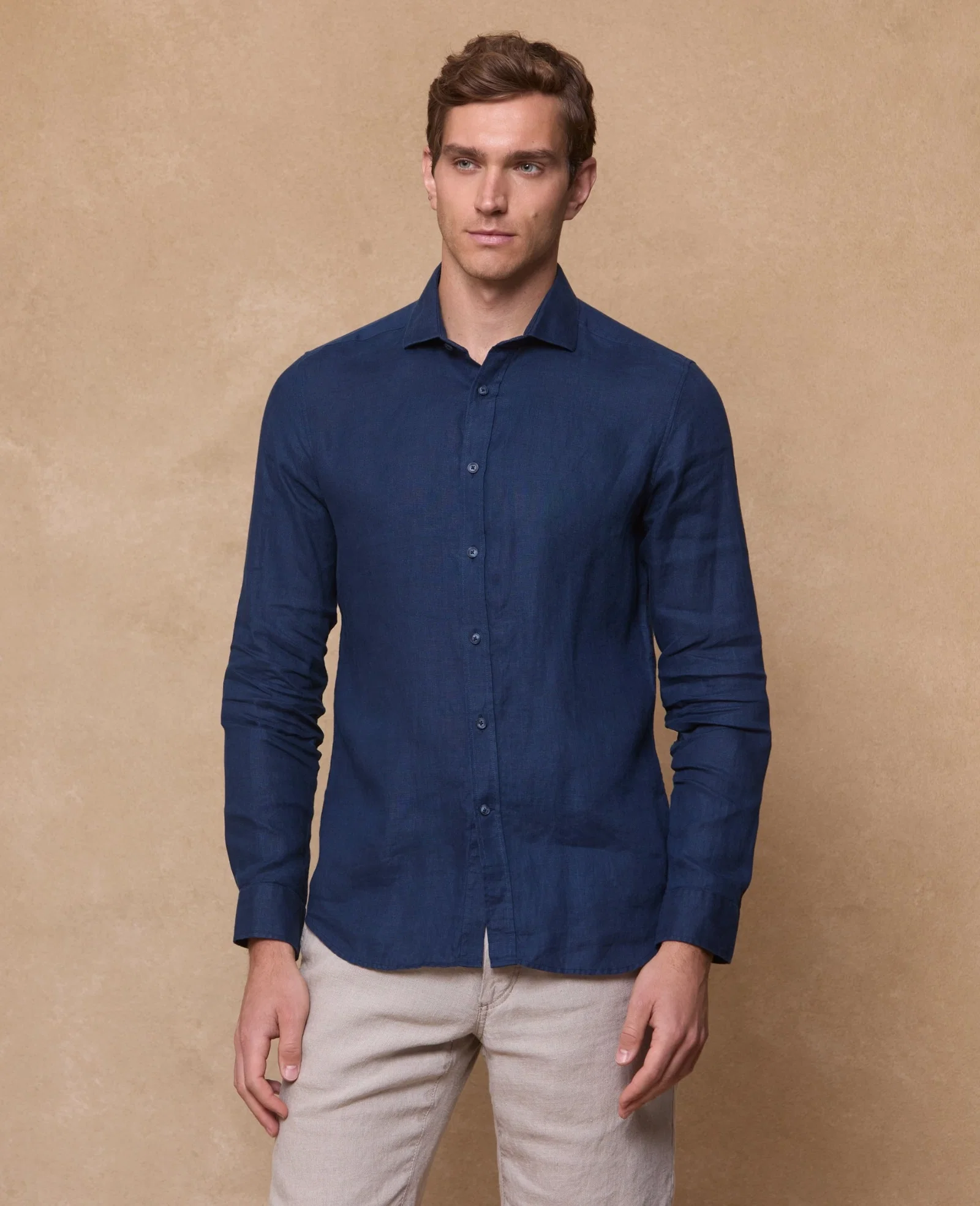 Image of Benbaun Irish Linen Shirt - Navy
