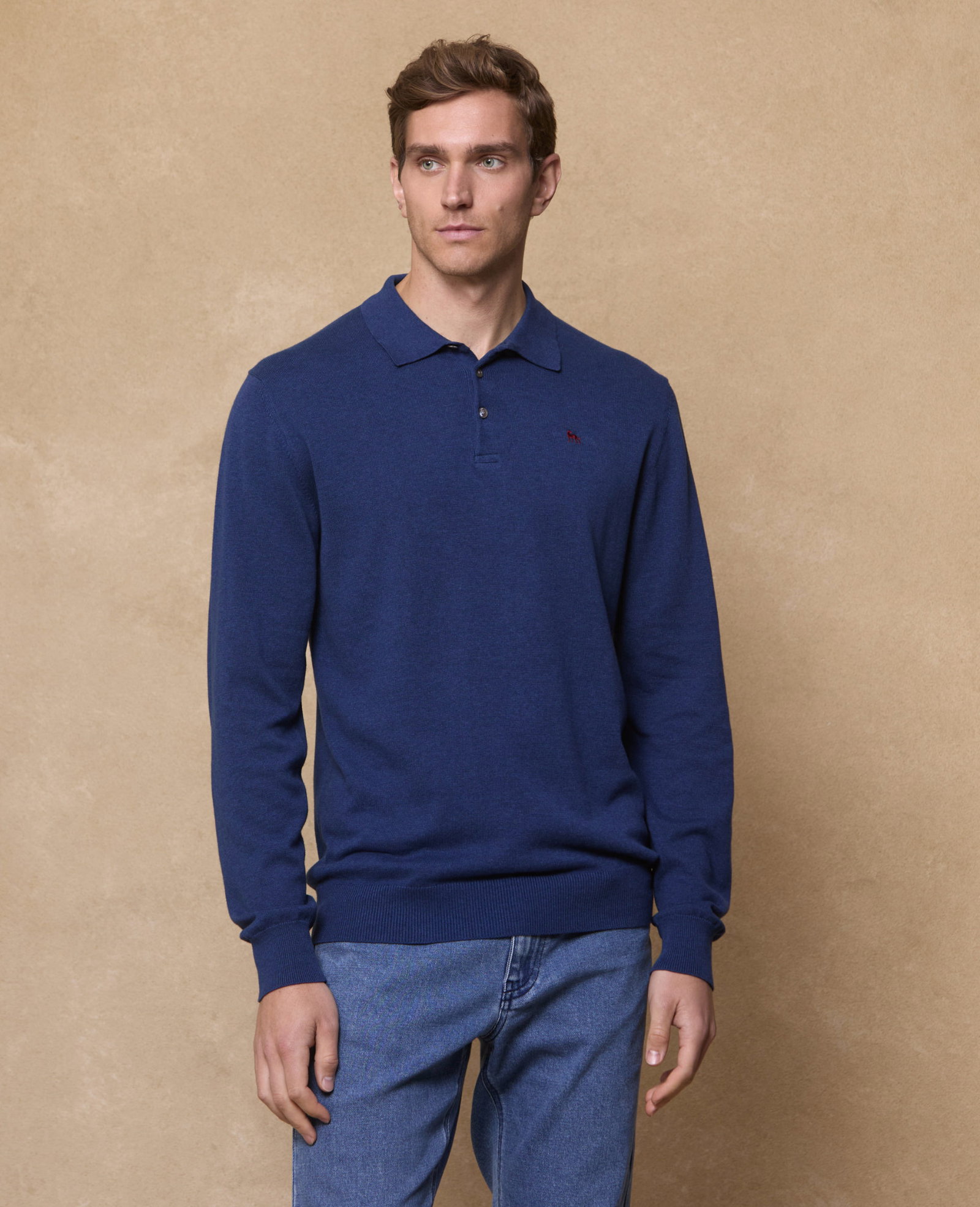 Image of Sebastian Cotton Polo Jumper - Navy 