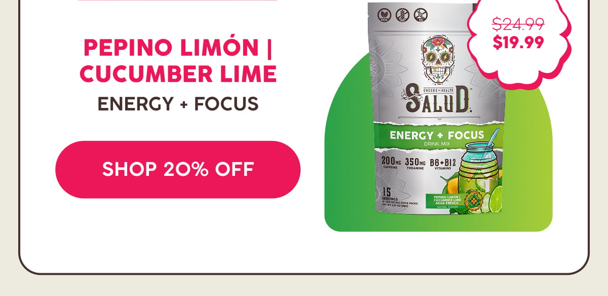 Pepino Limón | Cucumber Lime | Energy + Focus | Shop 20% Off