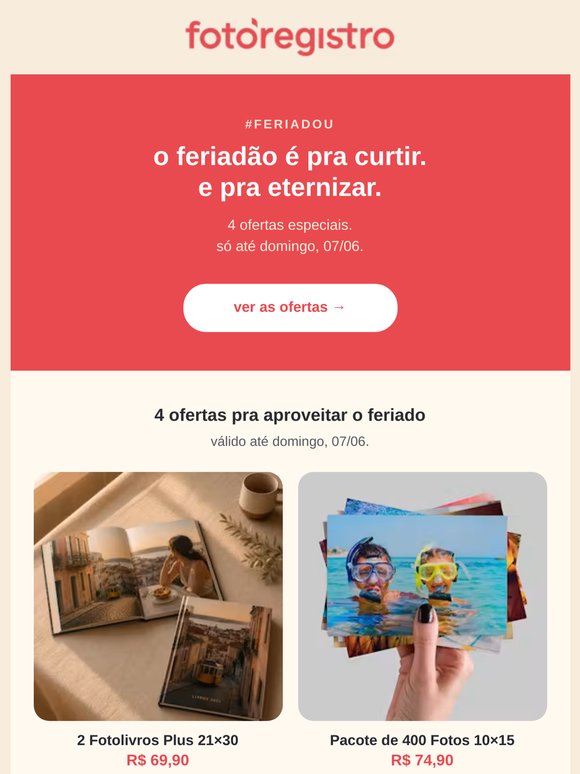 Última chance: 2 Fotolivros por R$ 69,90!