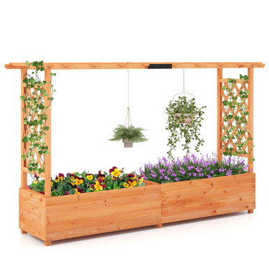 Raised Garden Bed with Built-in Trellis 