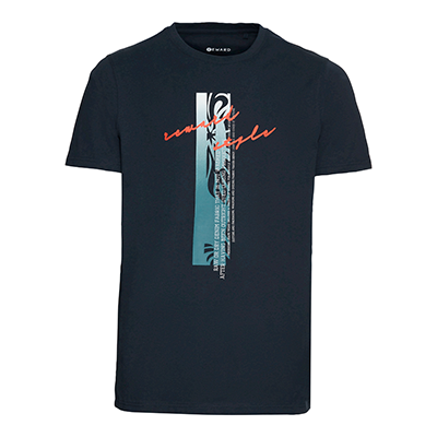 T-Shirt, Schwarz, grafischer Print mit Löwenmotiv und Schriftzügen, Rundhalsausschnitt, Vorderansicht