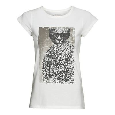 T-Shirt, Weiß, Motivdruck, Rundhalsausschnitt, kurze Ärmel, Produktansicht, Vorderansicht