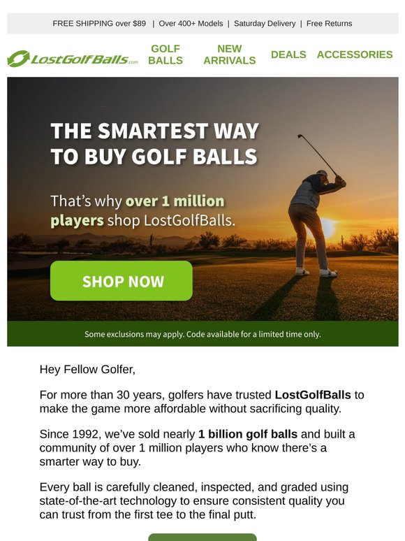 Nearly 1 Billion Balls. Millions of Happy Golfers.