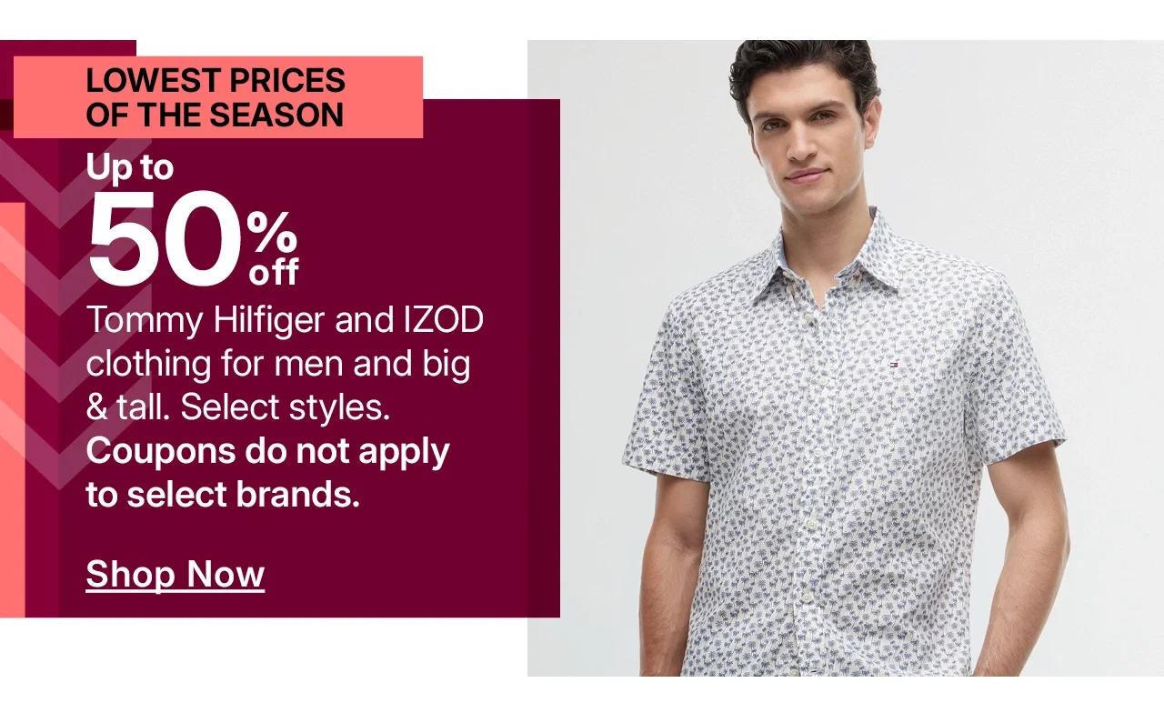 up to 50% off tommy hilfiger and izod clothing for men and big & tall