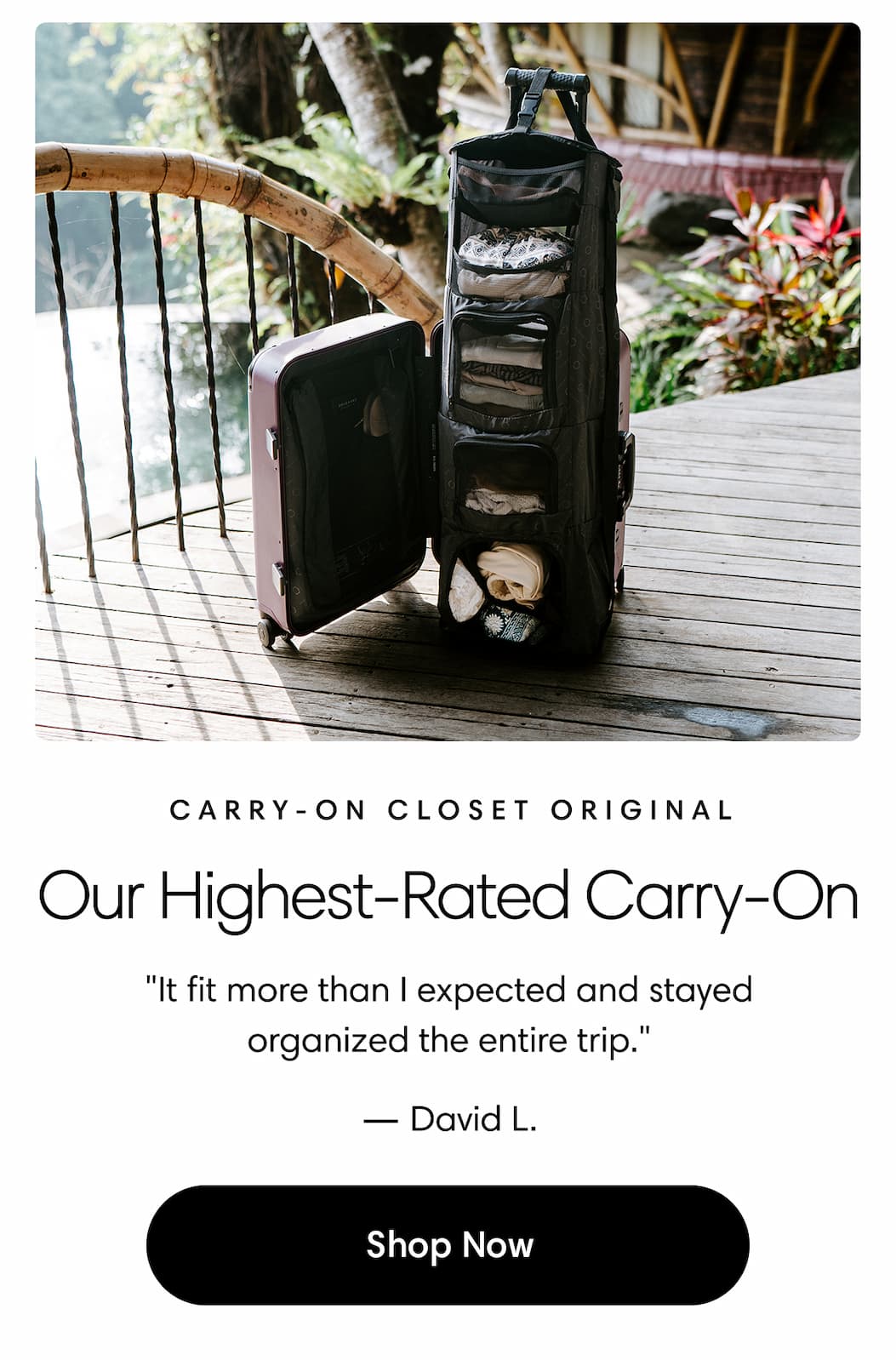 Carry-On Closet Original: Our Highest-Rated Carry-On: "It fit more than I expected and stayed organized the entire trip."  — David L. Shop Carry-On Closet