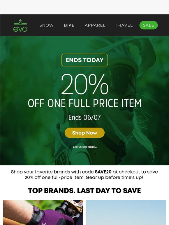 Today's the Last Day - 20% One Full-Price Item