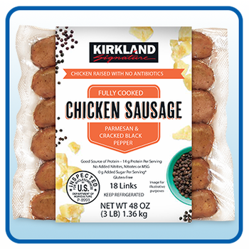 Kirkland Signature Parmesan and Black Pepper Chicken Sausage, 3 lbs