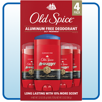 Old Spice Swagger Scent Boosted Aluminum Free Deodorant, 3 oz, 4-Pack