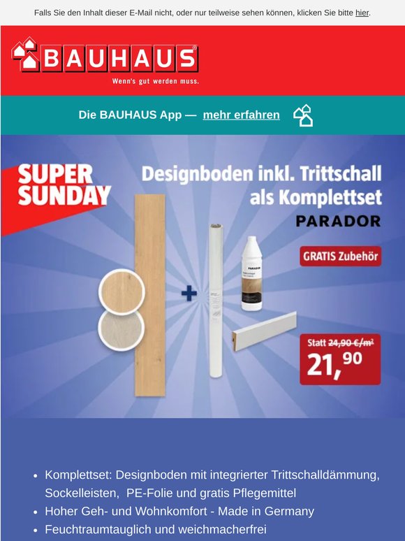 Heute im Super Sunday: Designboden-Komplettset zum Top-Preis
