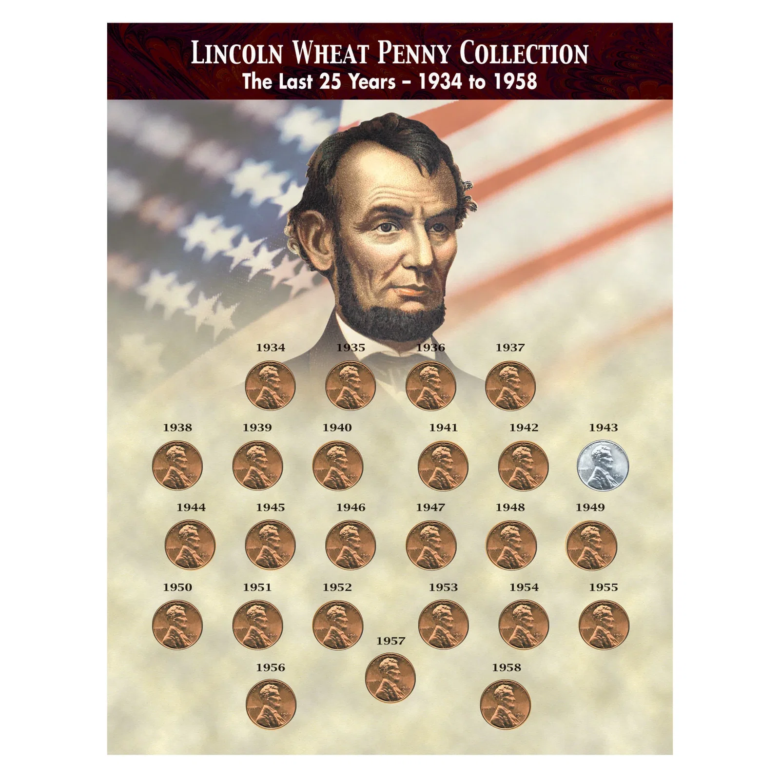 Image of The Last 25 Years of Lincoln Wheat Penny Collection (1934-1958)