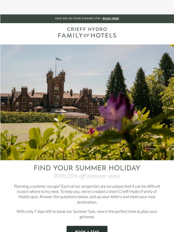 7 days left: 25% off summer stays 🌞