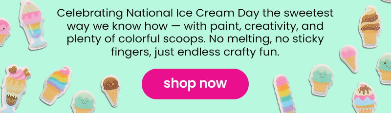Celebrating National Ice Cream Day the sweetest way we know how — with paint, creativity, and plenty of colorful scoops. No melting, no sticky fingers, just endless crafty fun. shop now