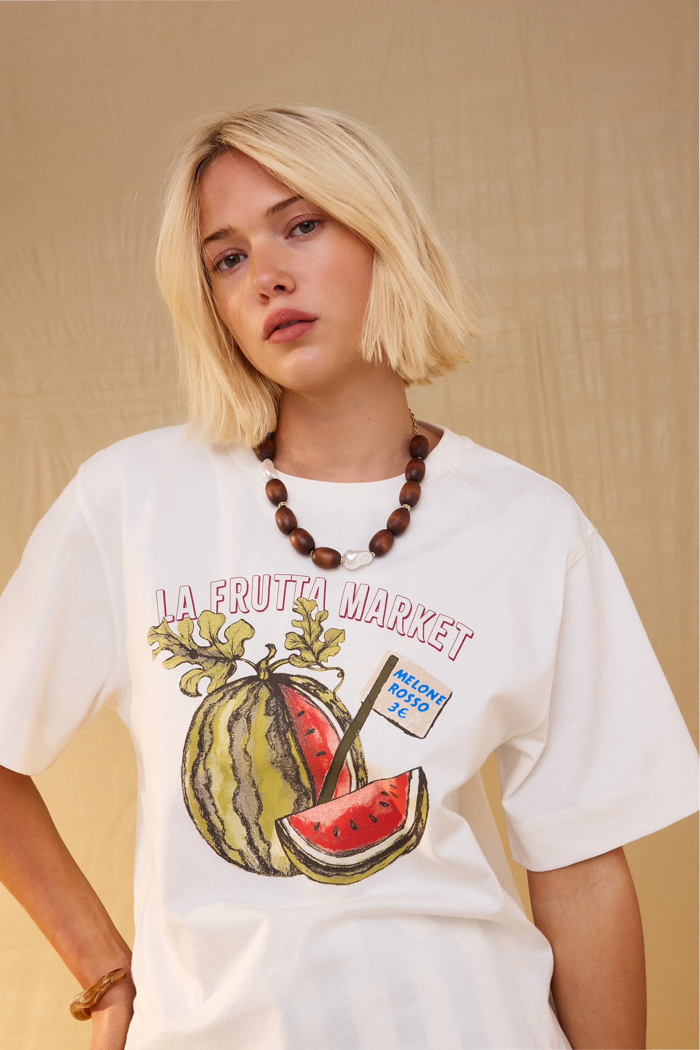 White La Frutta Market Graphic T-Shirt