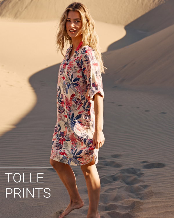 Leinen-Mix Kleid, Floral-Druck