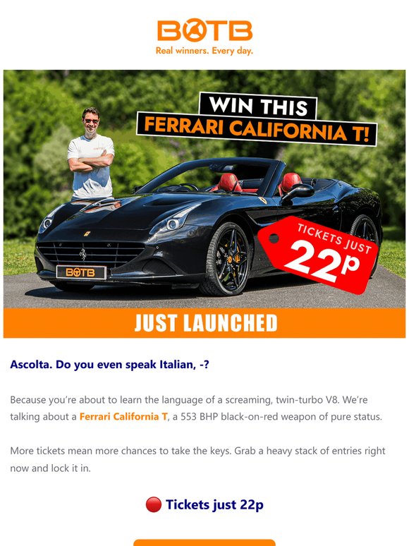 🏎️ Your chance to win a Ferrari starts here!