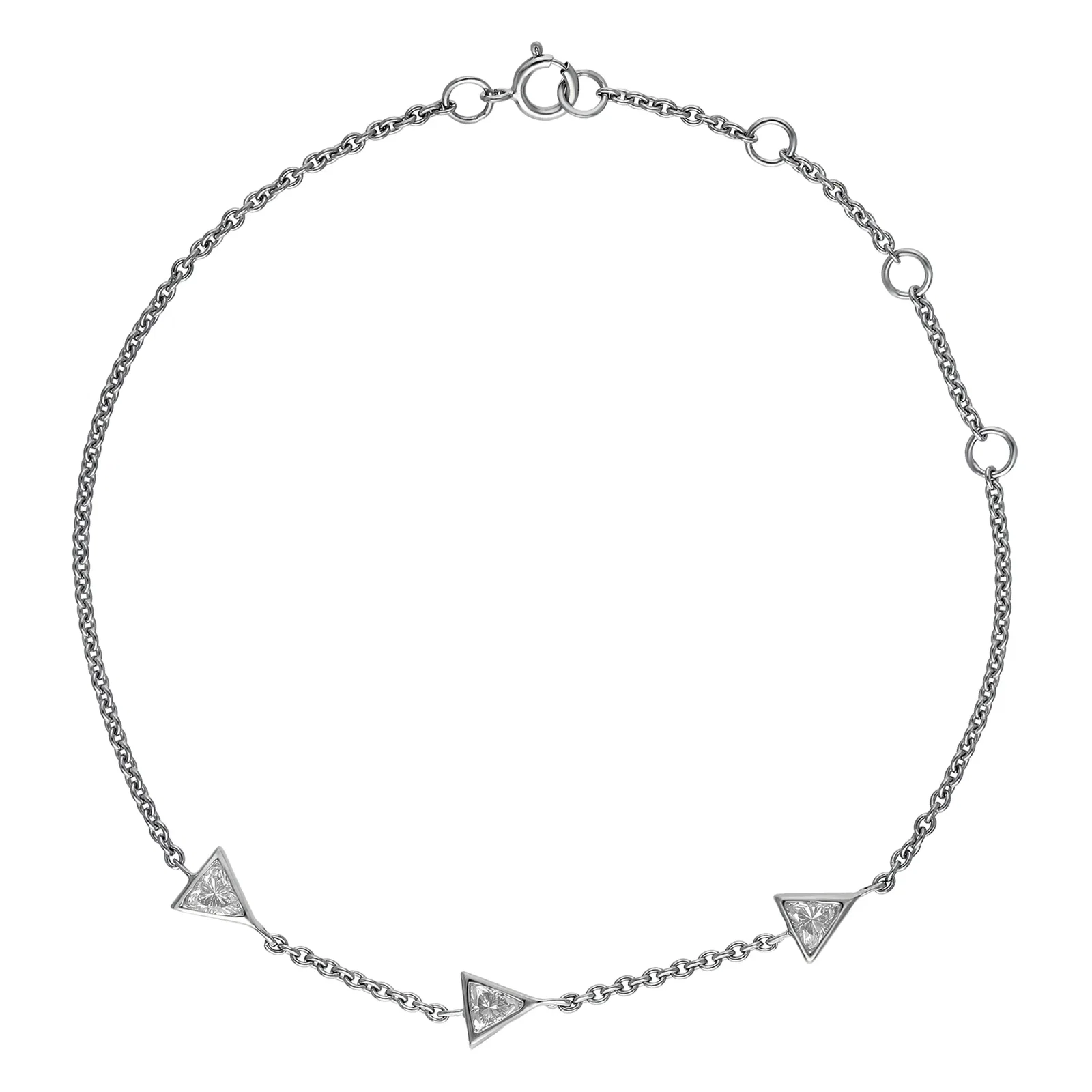 Image of Peace Jewelers 14K Gold Lab-Grown Diamond Triple Station Adjustable Chain Bracelet