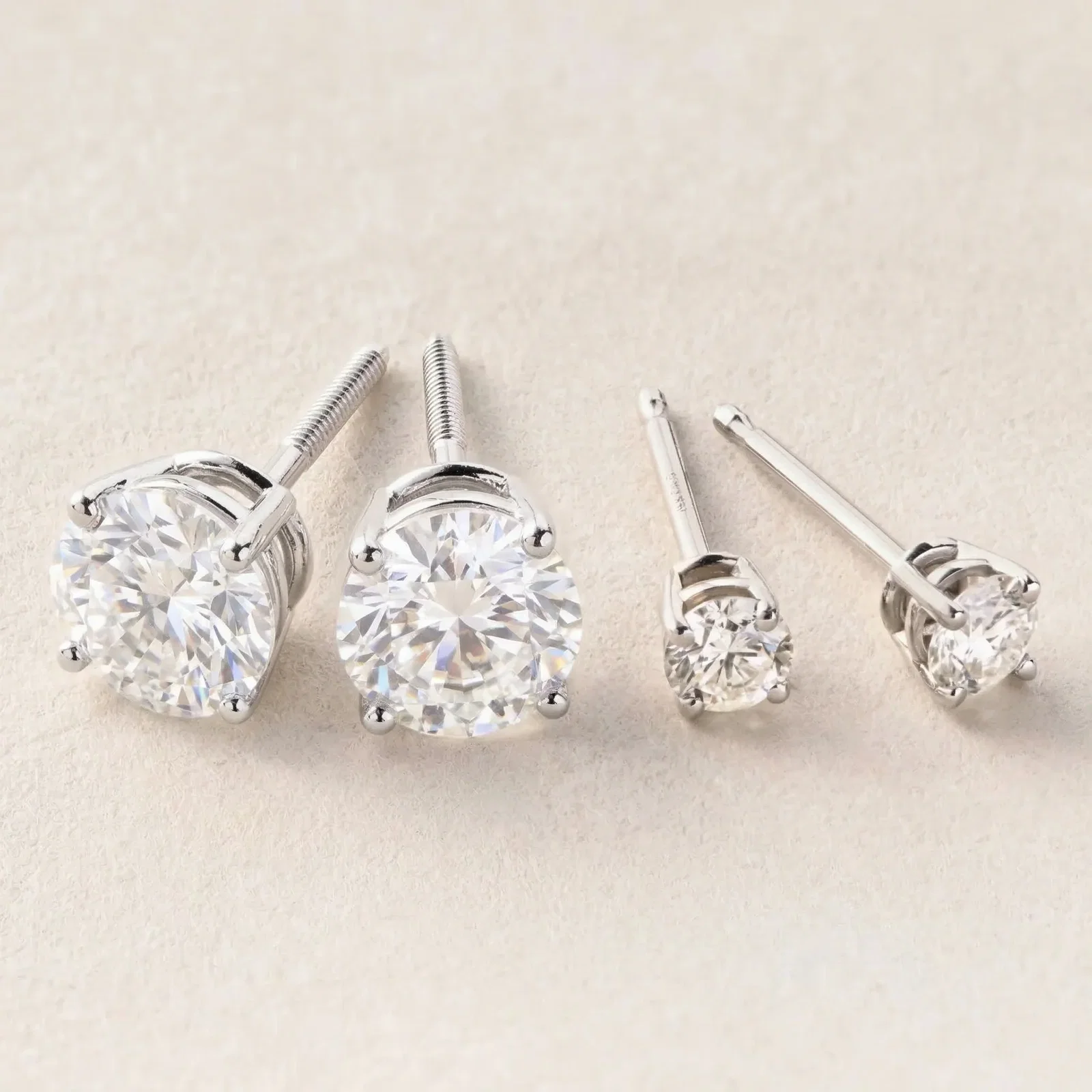 Image of Peace Jewelers 14K Gold Set of 2 Pairs Lab-Grown Diamond Earrings - 1.0ctw & 0.25ctw