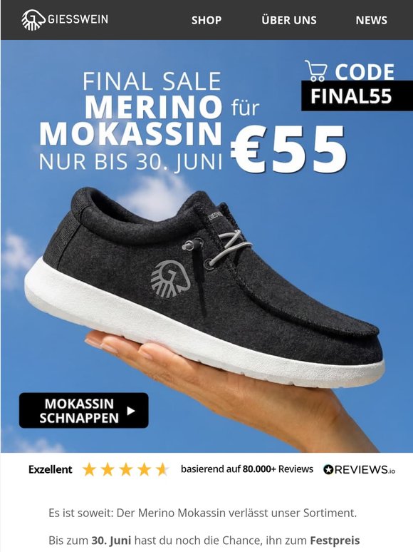 ⏳ Letzte Chance: Merino Mokassin für nur € 55 – nur bis 30. Juni!