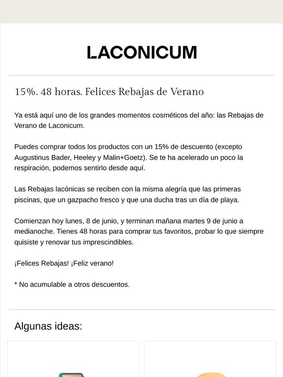 Ya están aquí las Rebajas de Verano. 15% durante 48 horas