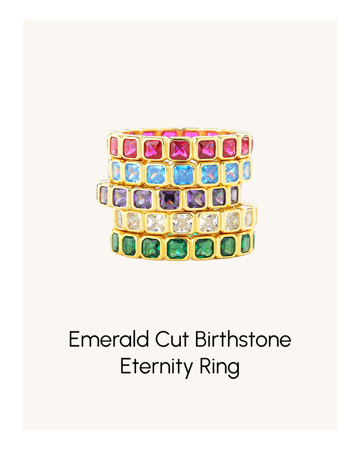 Emerald Cut Birthstone Eternity Ring