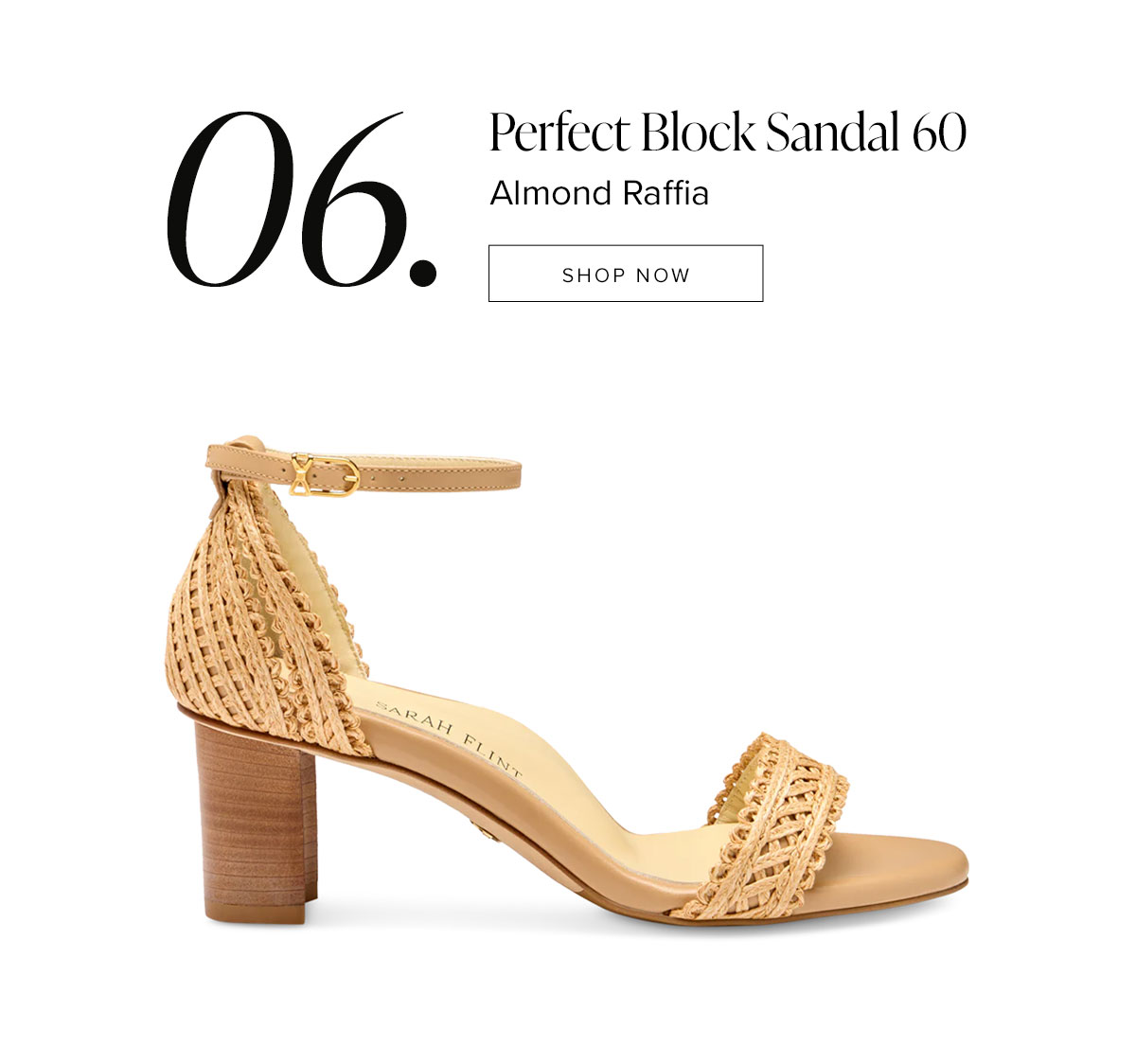 Perfect Block Sandal 60: Almond Raffia