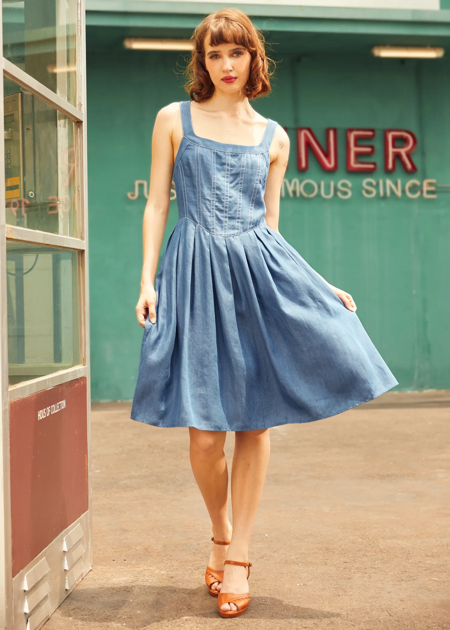 Meet Me on Main Street Chambray Dress