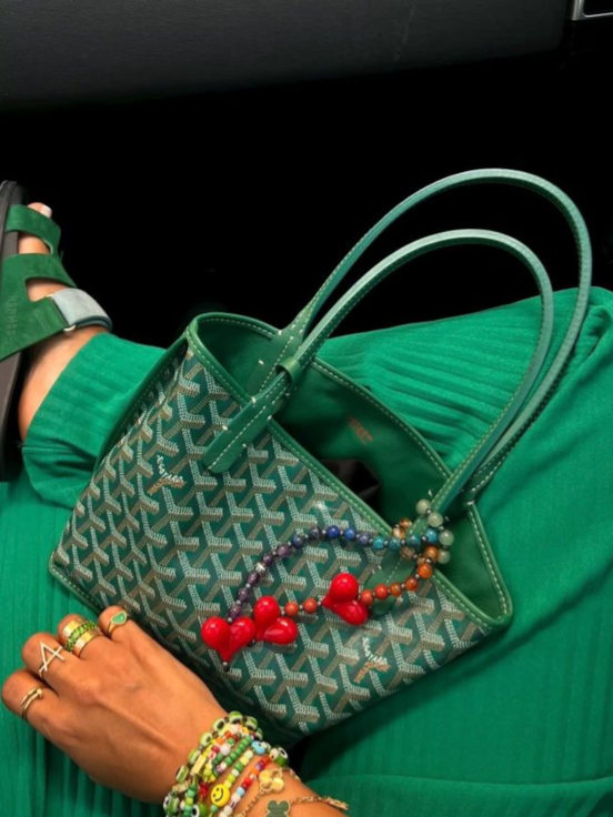 Mini Reversible Leather Canvas Tote Bag - Green / One Size