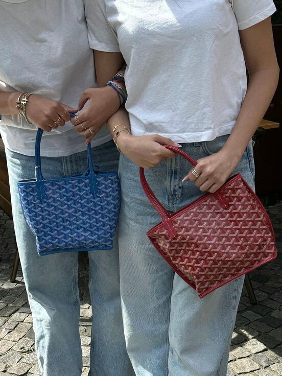 Mini Reversible Leather Canvas Tote Bag - Blue / One Size