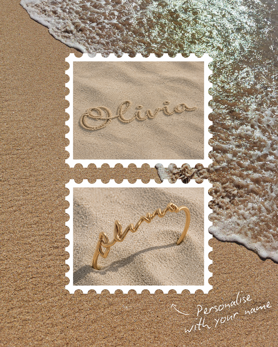 Written In The Sand Custom Name Bangle (Gold)