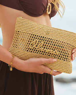 Personalised Raffia Pouch (Natural)