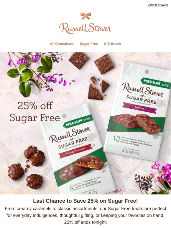 Sale on Sugar Free Ends Tonight!